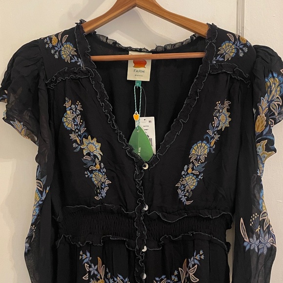 New Farm Rio Stitched Garden Black Dress size Large - Picture 6 of 17